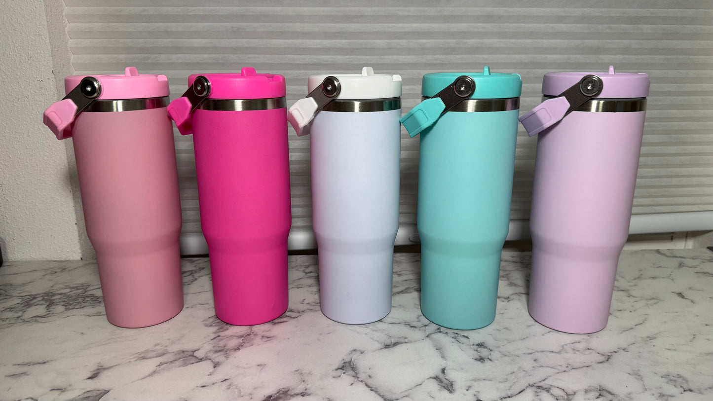 30oz Stainless Steel NO SPILL Tumbler (choose your UVDTF Wrap)