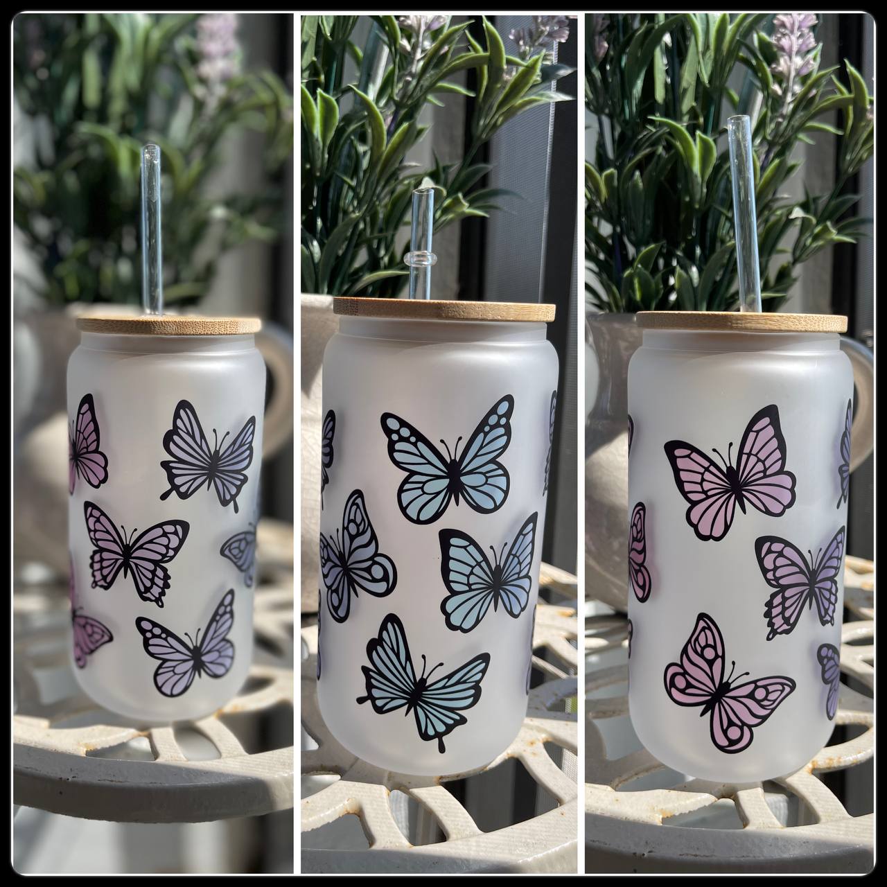 Love for Butterflies Ombre 16oz Glass Frosted Libby's