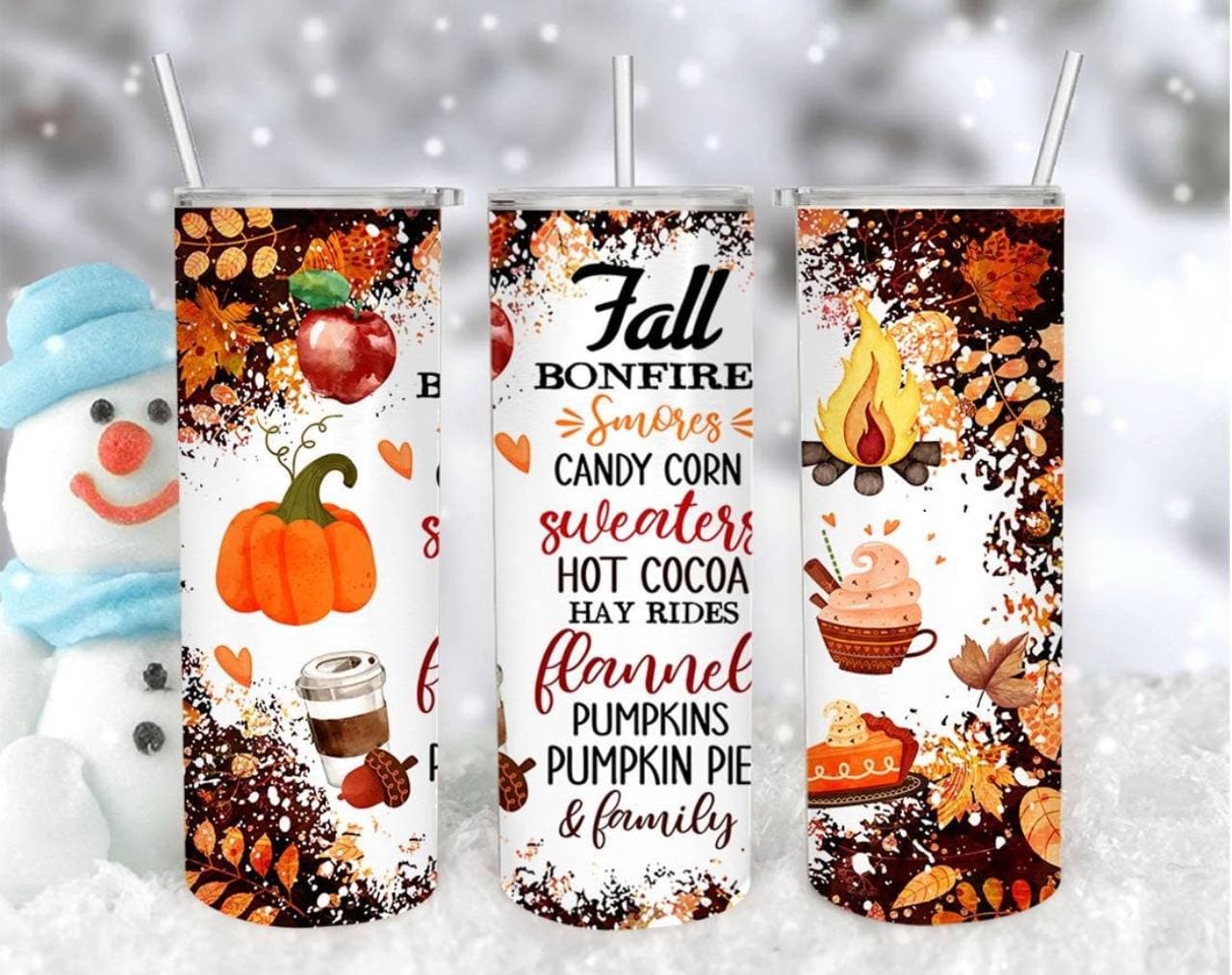 Fall Bonfire 20oz Skinny Tumbler