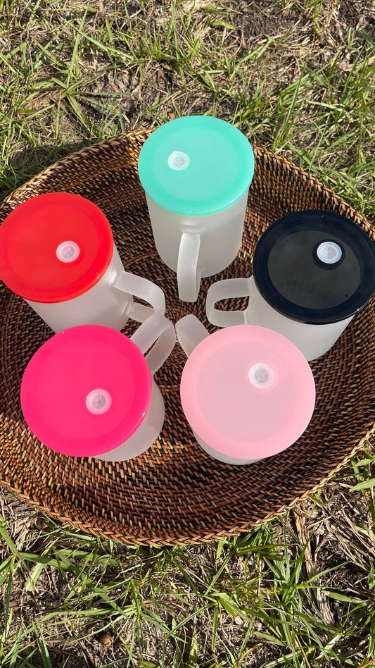17oz Frosted Jelly lid Glass Mug