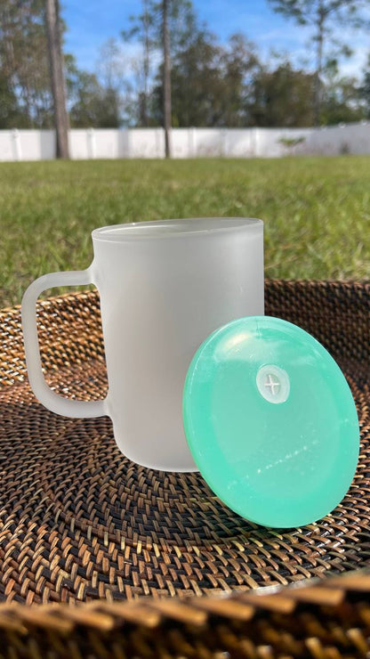 17oz Frosted Jelly lid Glass Mug