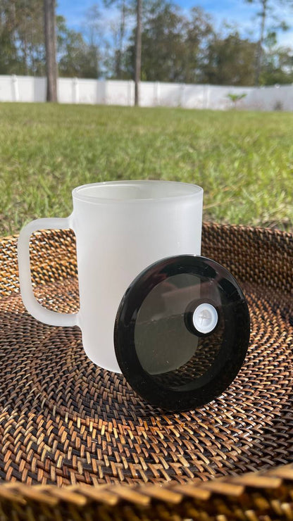 17oz Frosted Jelly lid Glass Mug
