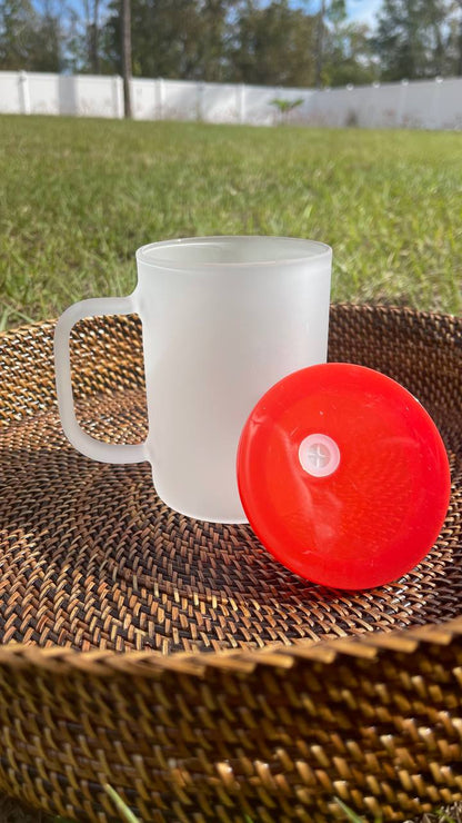 17oz Frosted Jelly lid Glass Mug