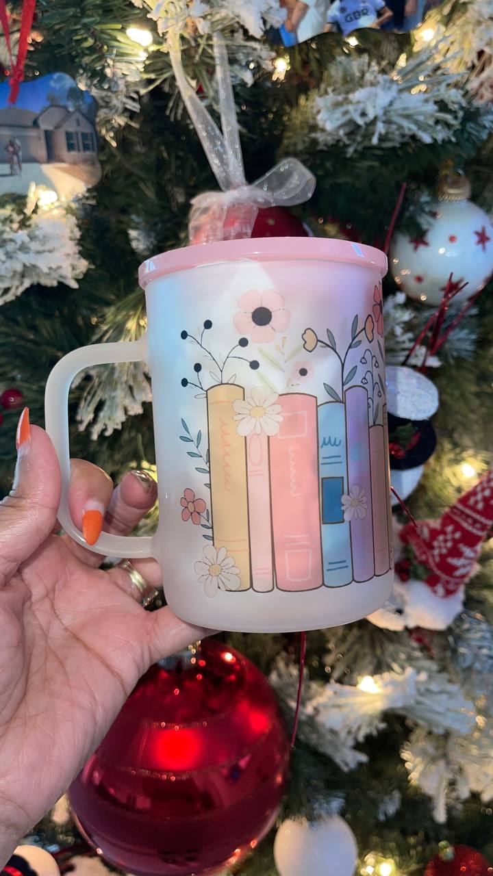 Love for books 17oz Frosted Jelly lid Glass Mug