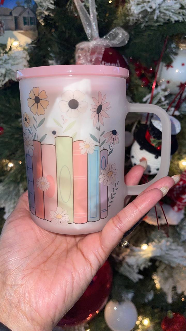 Love for books 17oz Frosted Jelly lid Glass Mug