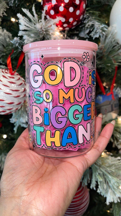 GOD IS SO MUCH BIGGER Jelly lid Glass Mug