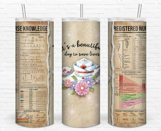 It's a beautiful day to save lives 20oz skinny Tumbler